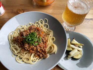 ミートソースパスタの献立